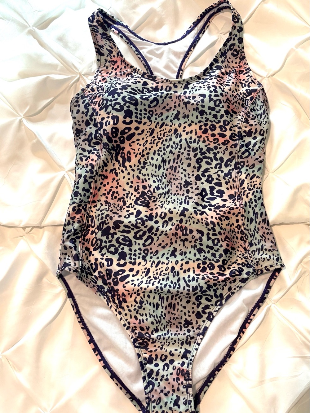 Nicole Miller Studio Multicolor Leopard Print Swimsuit, Women’s size S NWOT